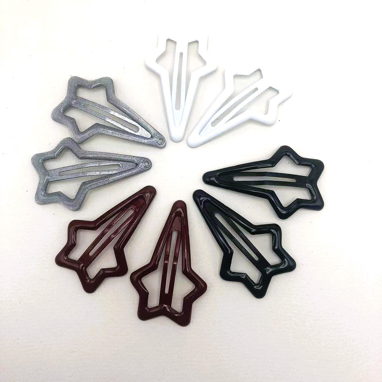 Five-pointed Star Hair Clip In Solid Color With Oil-drip Design