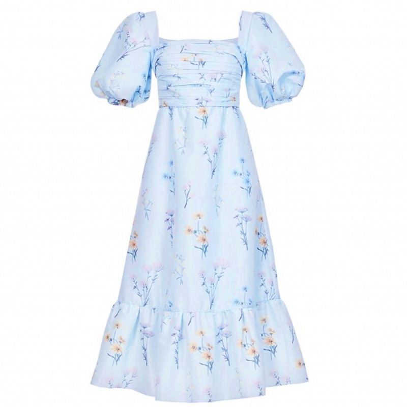 Puff-Sleeve Pleated High-Waist Dress, picture 8 of 10