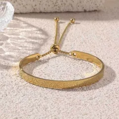 Bracelet Double-sided Carved Stretchable C- Shaped Titanium Steel Bracelet - Gold - View 1