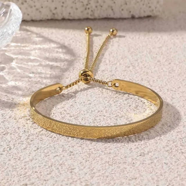 Bracelet Double sided Carved Stretchable C Shaped Titanium Steel Bracelet Gold - Shop at LoveMi