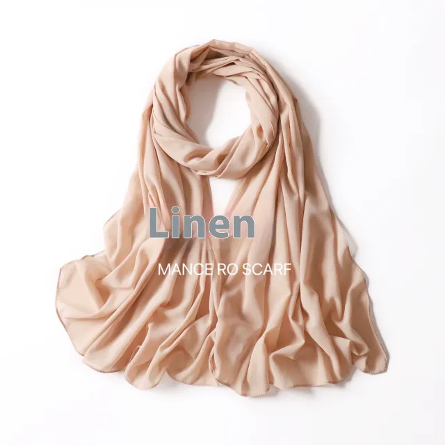 Pure Color Pearl Chiffon Scarf Headcloth Veil Chiffon Scarf 8 Linen - Shop at LoveMi