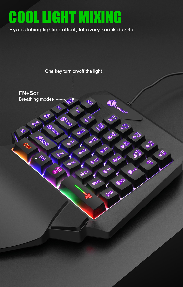 Title 3, Luminous Gaming Mechanical Keyboard Mouse Conve...