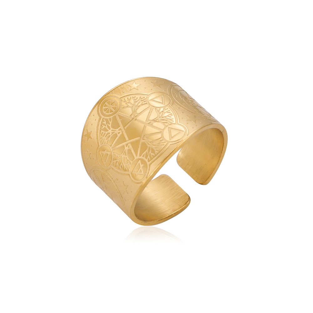 Men's Stainless Steel Ring With Corrosion And Non-blackening Five-pointed Star Balance Triangle Array