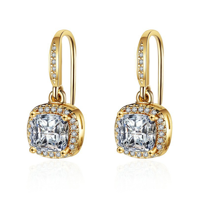 Fashion Long Square Zircon Earrings Women's