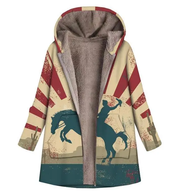 Hooded Cotton padded Clothes Loose Printed Long Sleeve Brushed Womenswear Figure 1 Xl - Shop at LoveMi