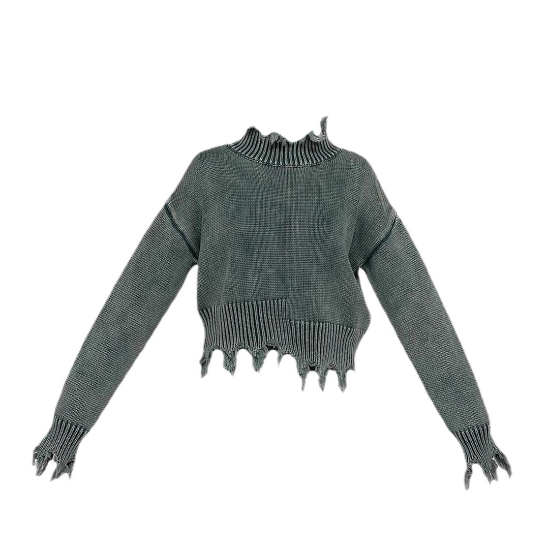 Ins Trend Street Snap Knitwear Autumn And Winter Solid Color Simple Top Women