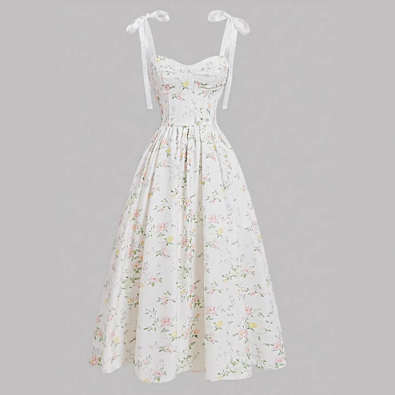 Women's Spring Clothing Elegant Low cut Split Sling Dress White - Shop at LoveMi