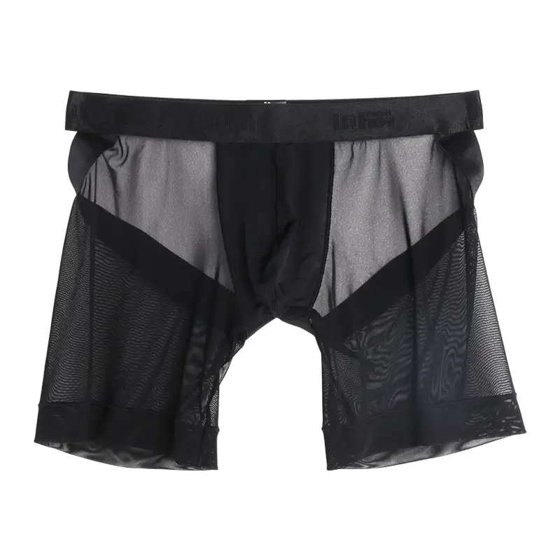 Perspective Mesh Bulging Ice Silk Pouch Sexy Buttock-Revealing Men's Boxers
