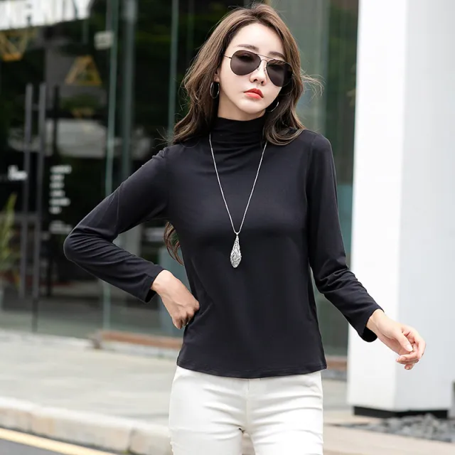 Fleece lined T shirt Versatile Style Stylish Base Top For Any Look Black - Shop at LoveMi