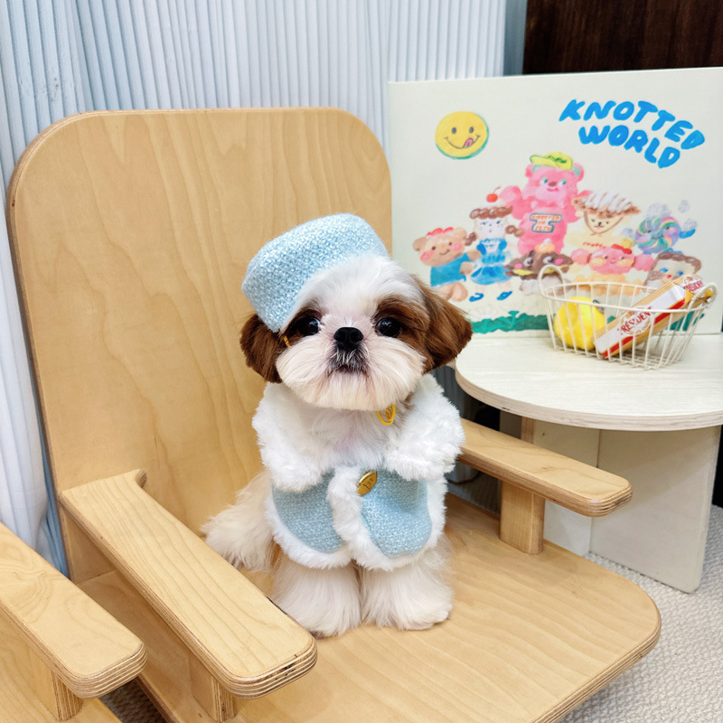 Pet Dog Autumnwinter Chanel-style Sleeping Warm Cape Blanket Clothing detail photo 5