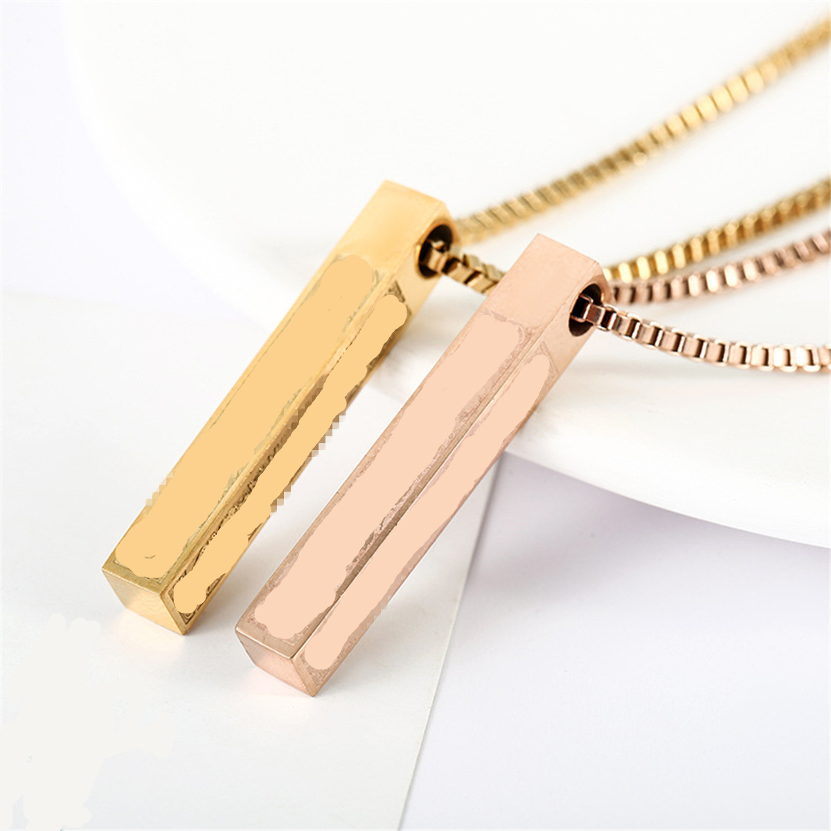 Long Column Simple Special-interest Design Titanium Steel Necklace