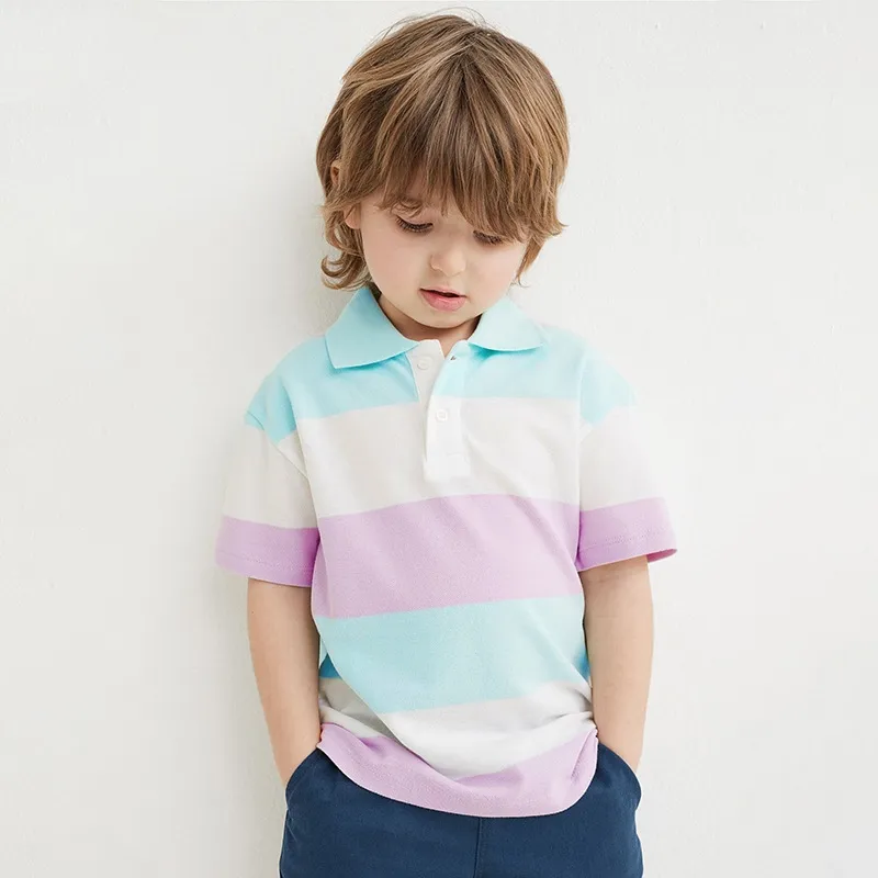 Polo Shirt Short Sleeve Striped Cotton Boy