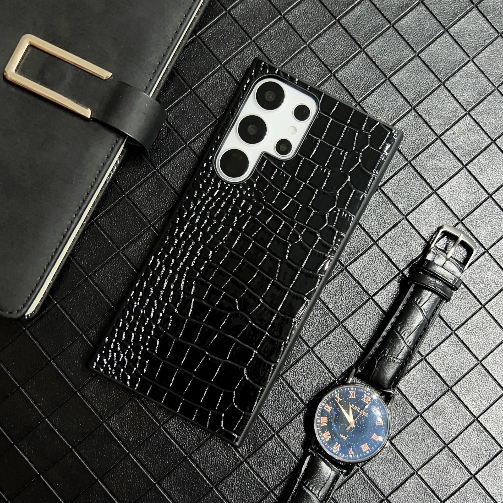 Business Leather Simple Black Mobile Phone Protective Case