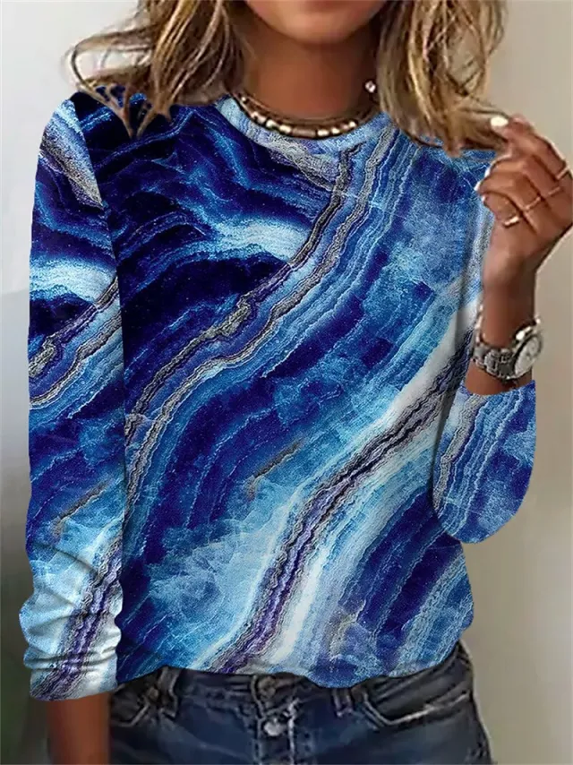 Round Neck Long Sleeve T shirt 3D Printing 3V 5Yl2R M - Shop at LoveMi