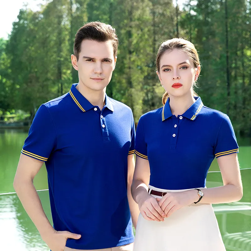 Polo Shirt Summer Long-staple Cotton Overalls - 2266 Dream Blue