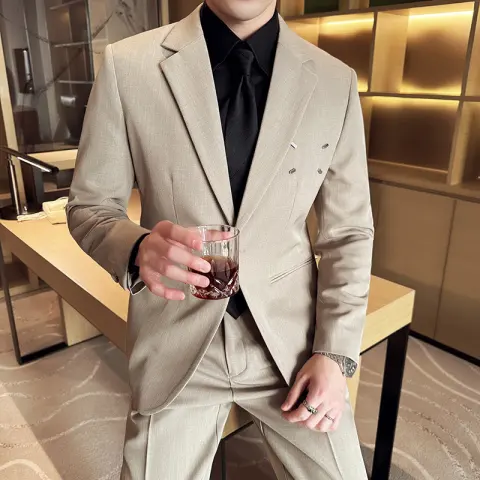 Slim-fit Thin One Button Casual Suit Jacket Men's Two-piece