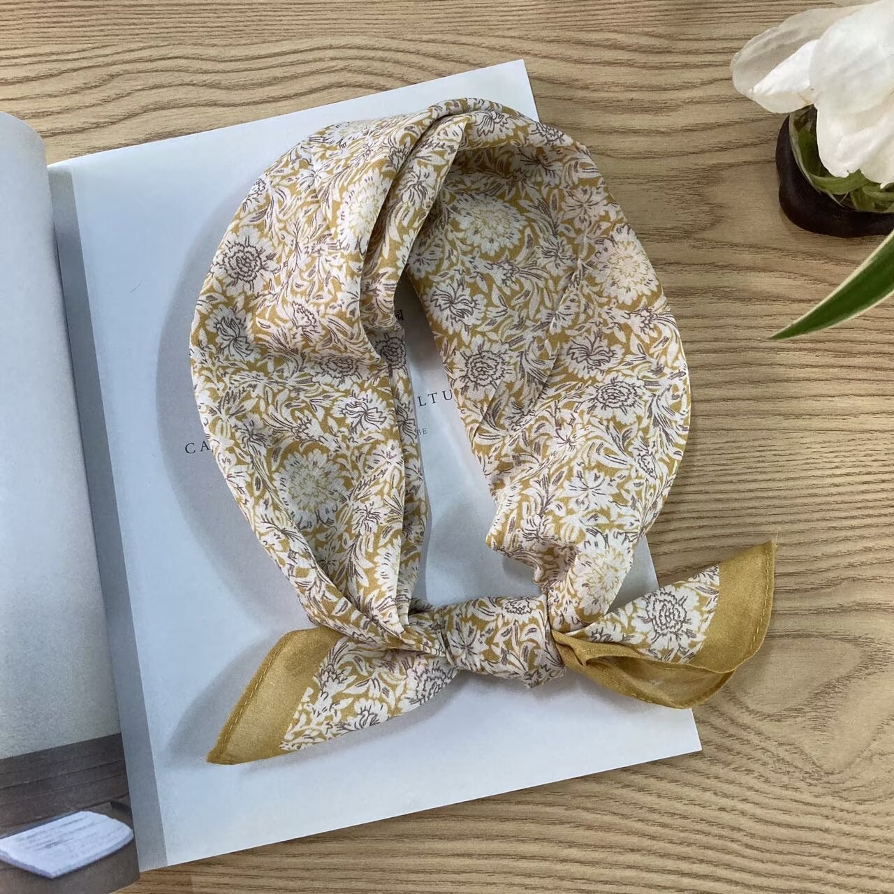 Cotton Square Vintage Ethnic-style Floral Silk Scarf