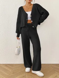 Autumn And Winter Women's Solid Colour Elegant Outfit Short Top - Black - View 1