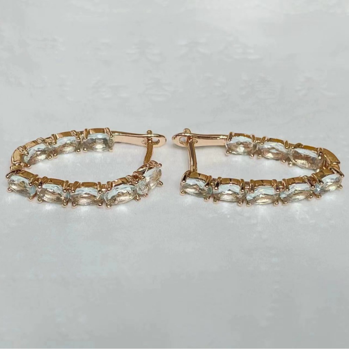 Fashion Wild Rose Gold Peacock Green White Zircon Earrings