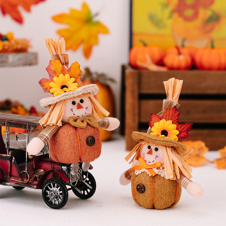 Title 8, Harvest Season Sunflower Maple Leaf Scarecrow D...