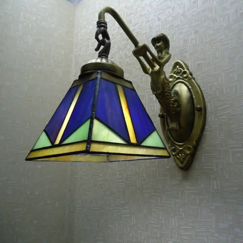 Glass And Wrought-iron Wall Sconce For Bedroom Bedside Or Hotel Balcony
