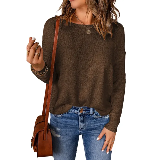 Casual All matching Sweater Top Brown - Shop at LoveMi