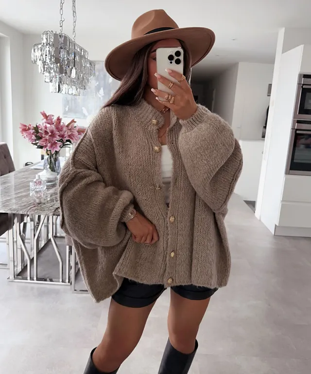 Fashion Solid Color Casual Retro Cardigan Khaki - Shop at LoveMi