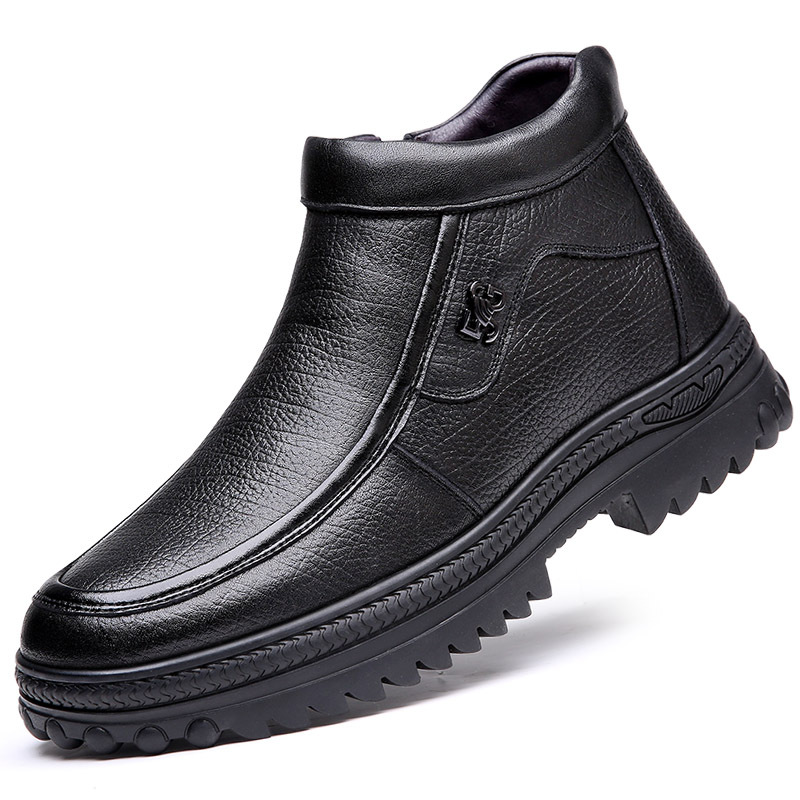 Winter Wool Cotton Fleece-lined Warm Genuine Leather Northeast Leather Shoes - Image 3
