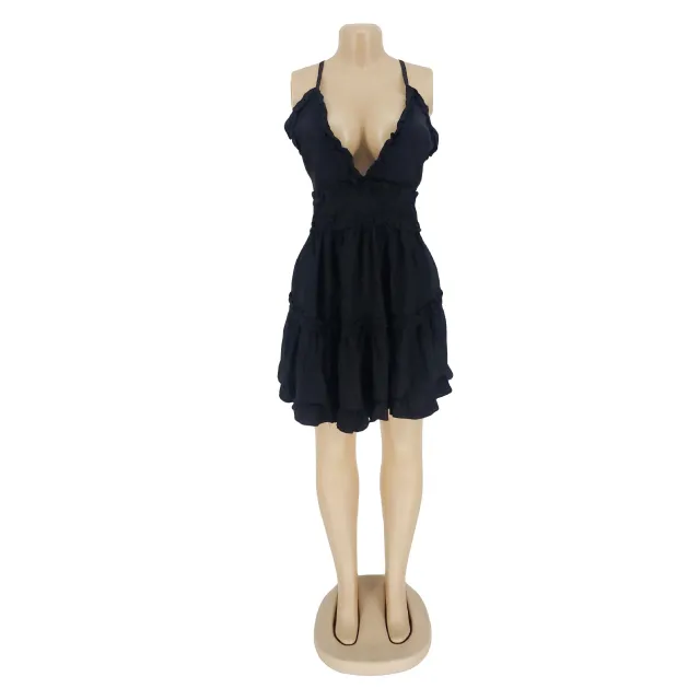 European And American Backless Women's Pleated Skirt Black - Shop at LoveMi