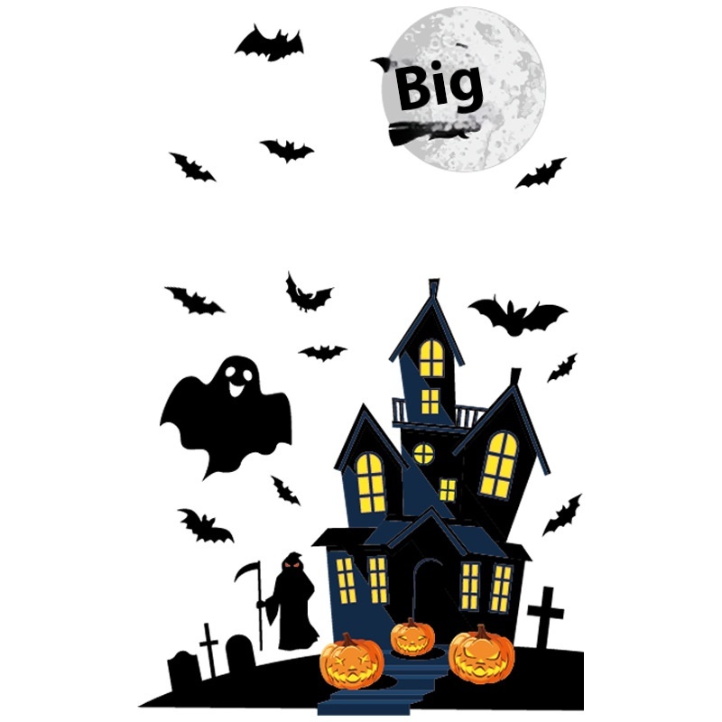 Halloween Decoration Haunted House Sticker Witch Ghost Bat
