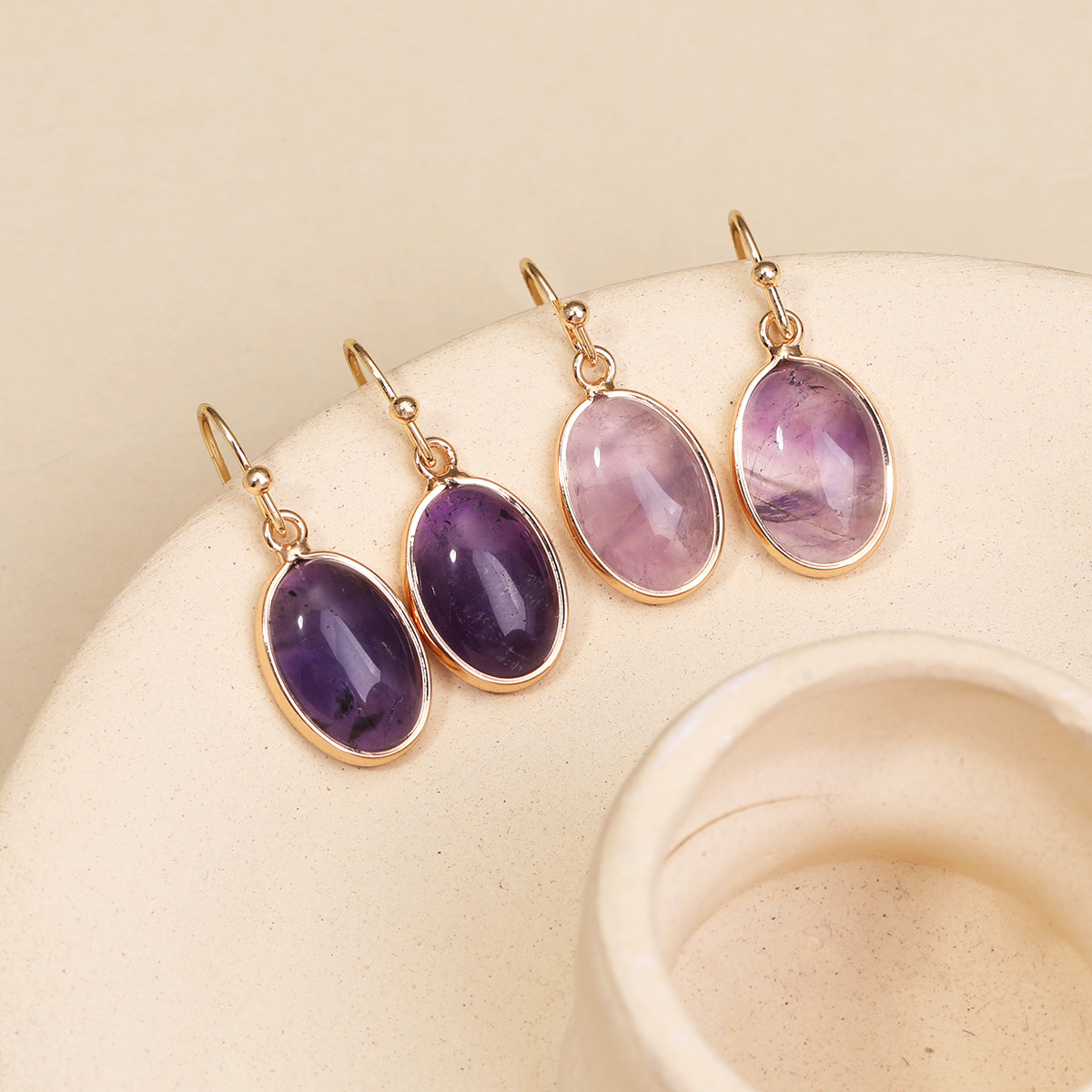 Stone Teardrop Pendant Earrings, Bohemian Chic