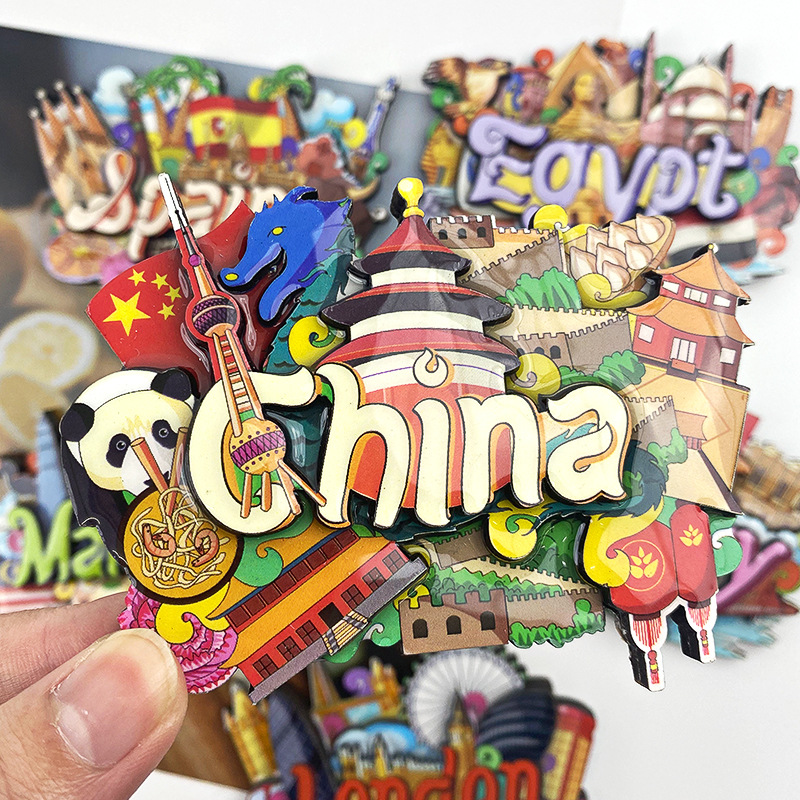 Wooden Fridge Magnets Featuring Iconic Landmarks And Attractions From Around The World