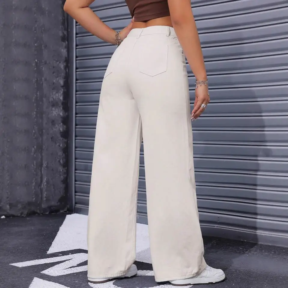 Solid-color High-waisted Chic Casual Pants