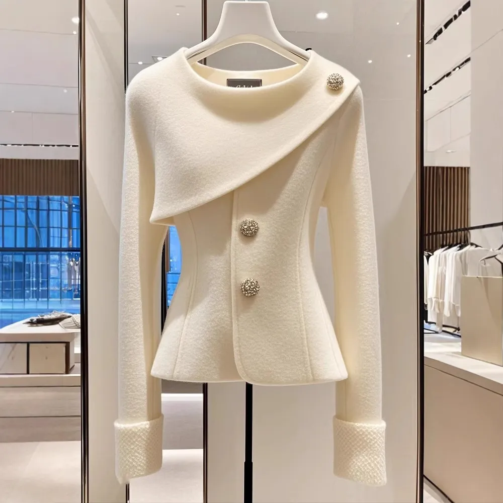 Classic Style White Coat Autumn High-grade Top - White