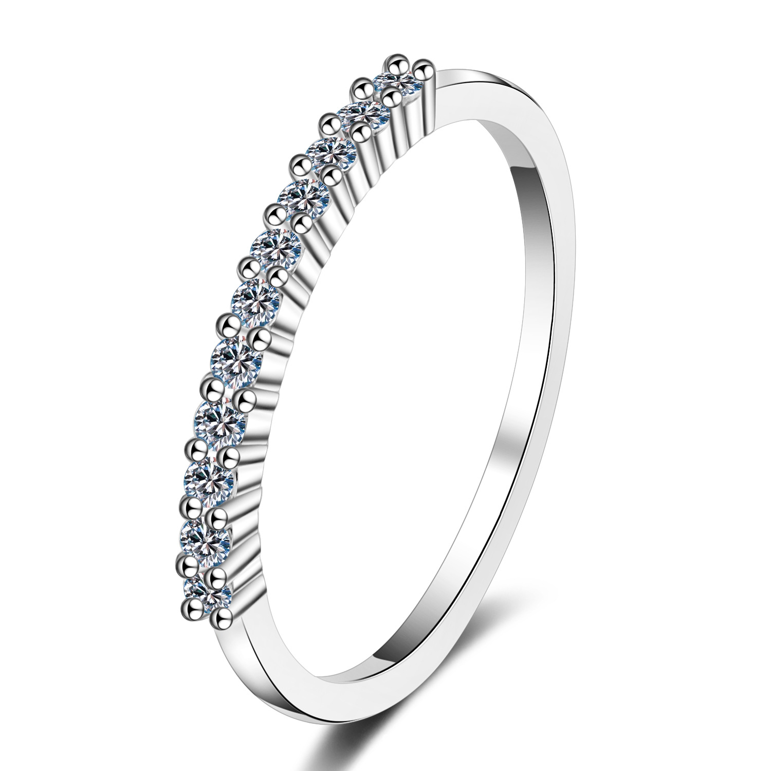 S925 Sterling Silver Ring 16 Points Moissanite Stackable Ring