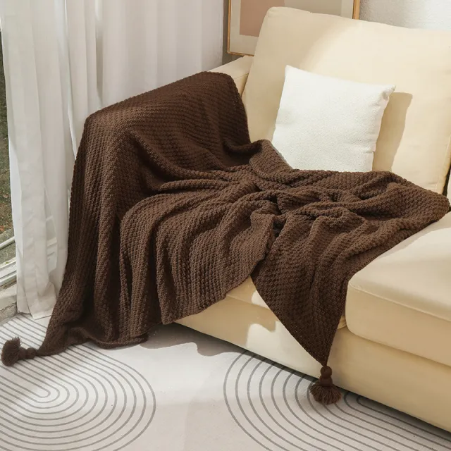 Sofa Knitted Office Air Conditioning Lunch Break Small Blanket Brown G - Shop at LoveMi