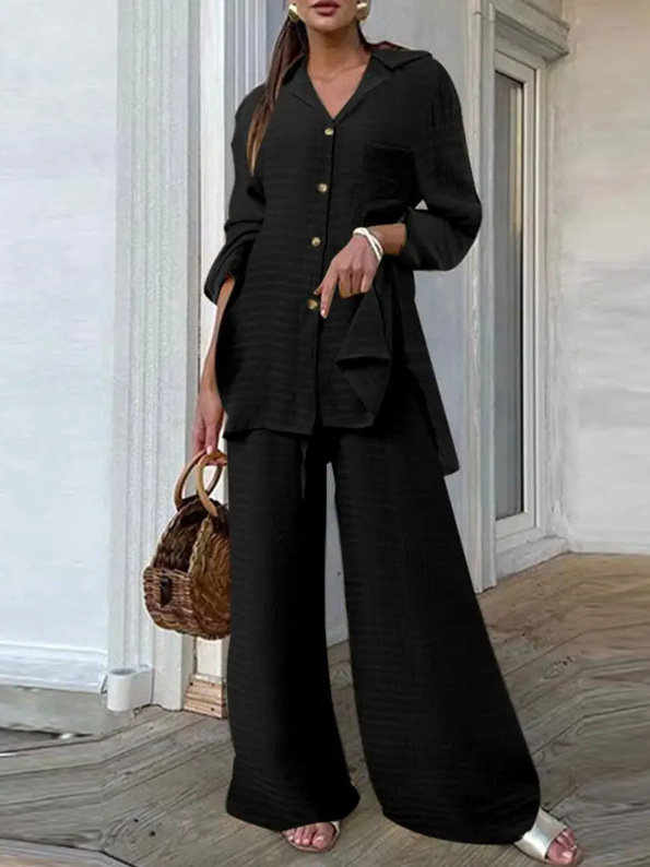 Women's Leopard Print Casual Loose Outfit Solid Color Black - Shop at LoveMi