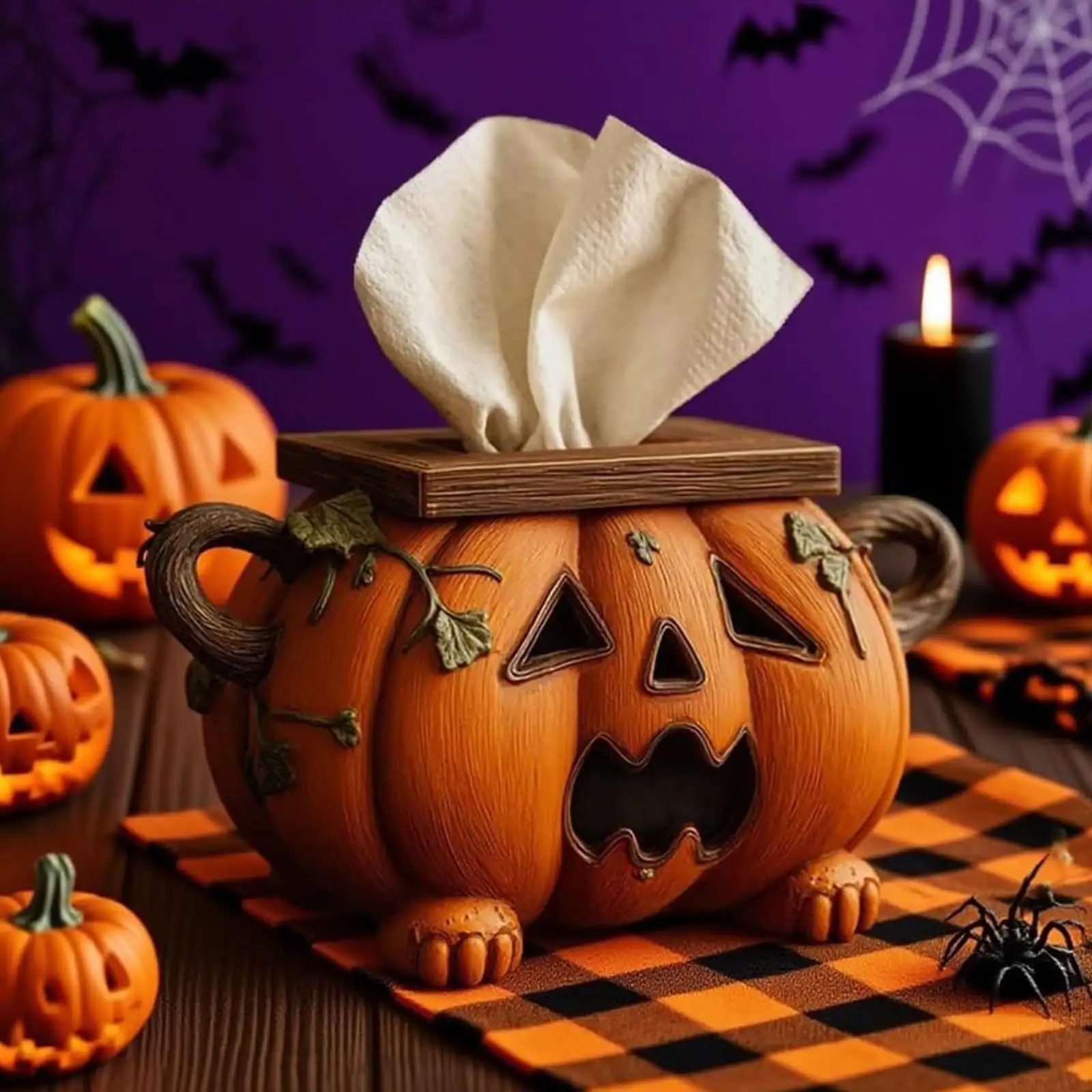 Halloween Pumpkin Tissue Box Holder Sanitary Rack