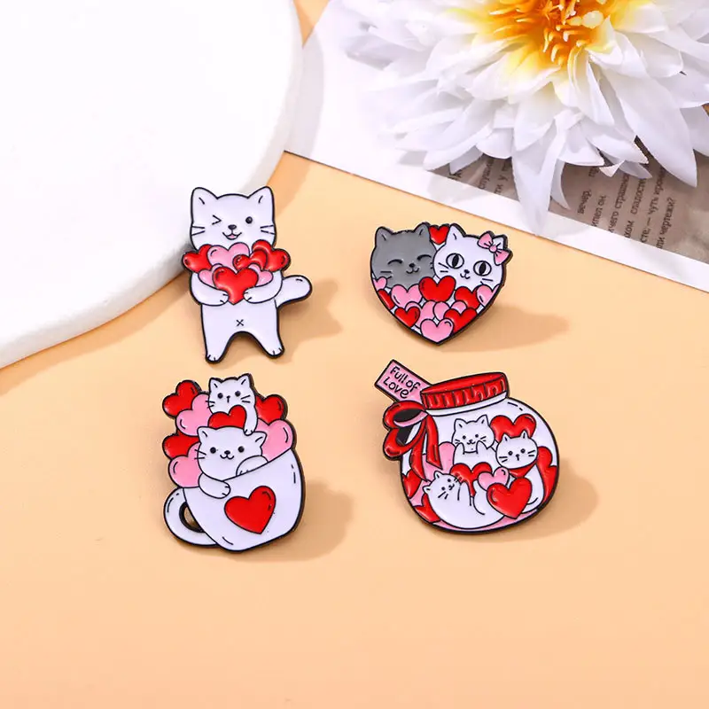 Creative Cartoon Cup Kitty Brooch Cute Love