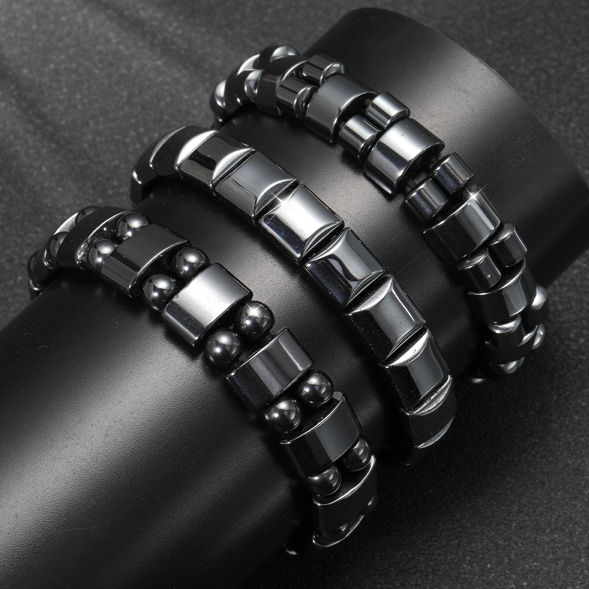 Black Tourmaline Magnetic Therapy Bracelet For Men And Women Round Bead Couples Accessory Bangle
