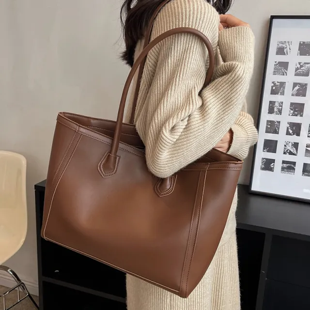 Commuter One Shoulder Tote Handbag Brown - Shop at LoveMi