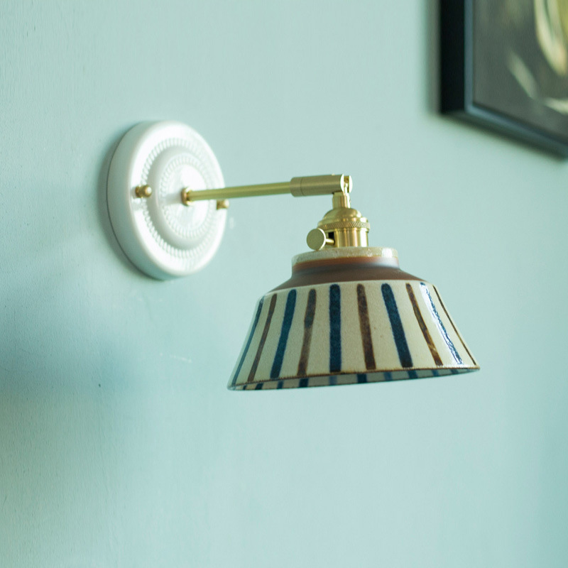 Lampă de perete ceramică retro glazurată în stil japonez - corp de iluminat creativ de bază pentru decorațiuni interioare pentru dormitor