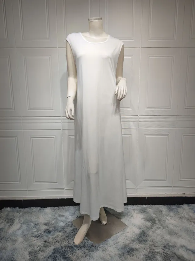 Middle East Muslim Fashion Bright Silk Satin Robe Women's Clothing Round Neck Vest - Shop at LoveMi
