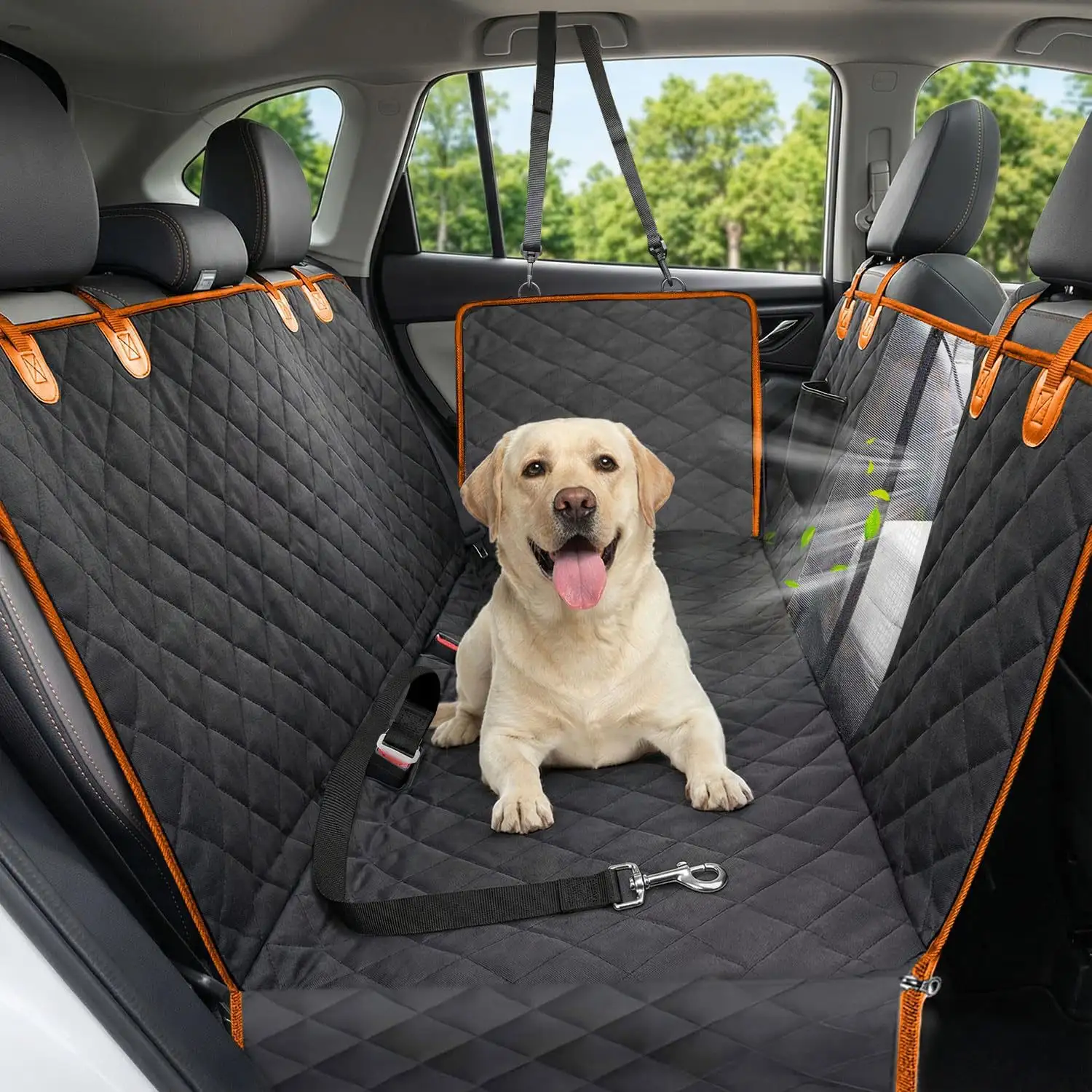 Dog Car Seat Cover Black And Orange Colorway