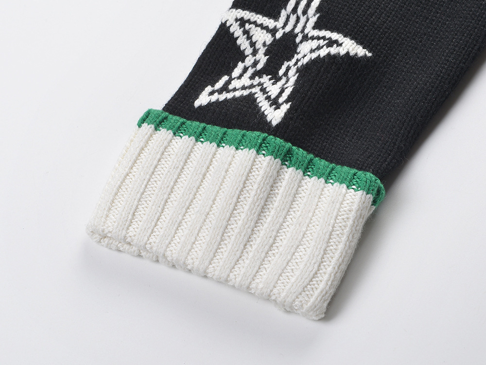 Design Sense Waist-controlled Lace-up Star Printed Knitted Cardigan Sweater