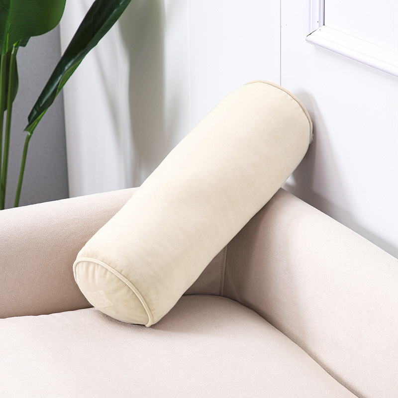 Solid-color Multi-functional Round Pillow For Long Sofas As A Lumbar Support