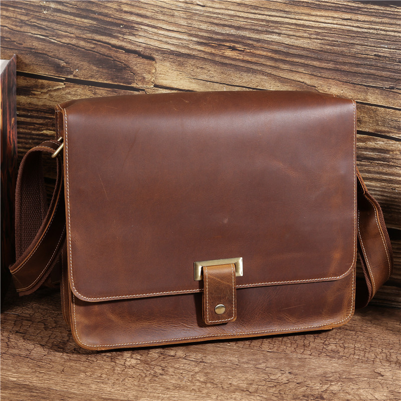 Title 2, Retro Crazy Horse Leather Mens Shoulder Messen...