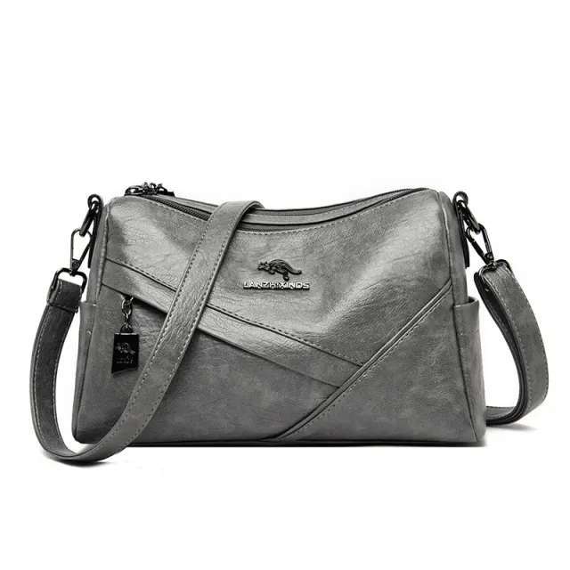 New Fashion Soft Leather Shoulder Large capacity Crossbody Bag Gray - Shop at LoveMi
