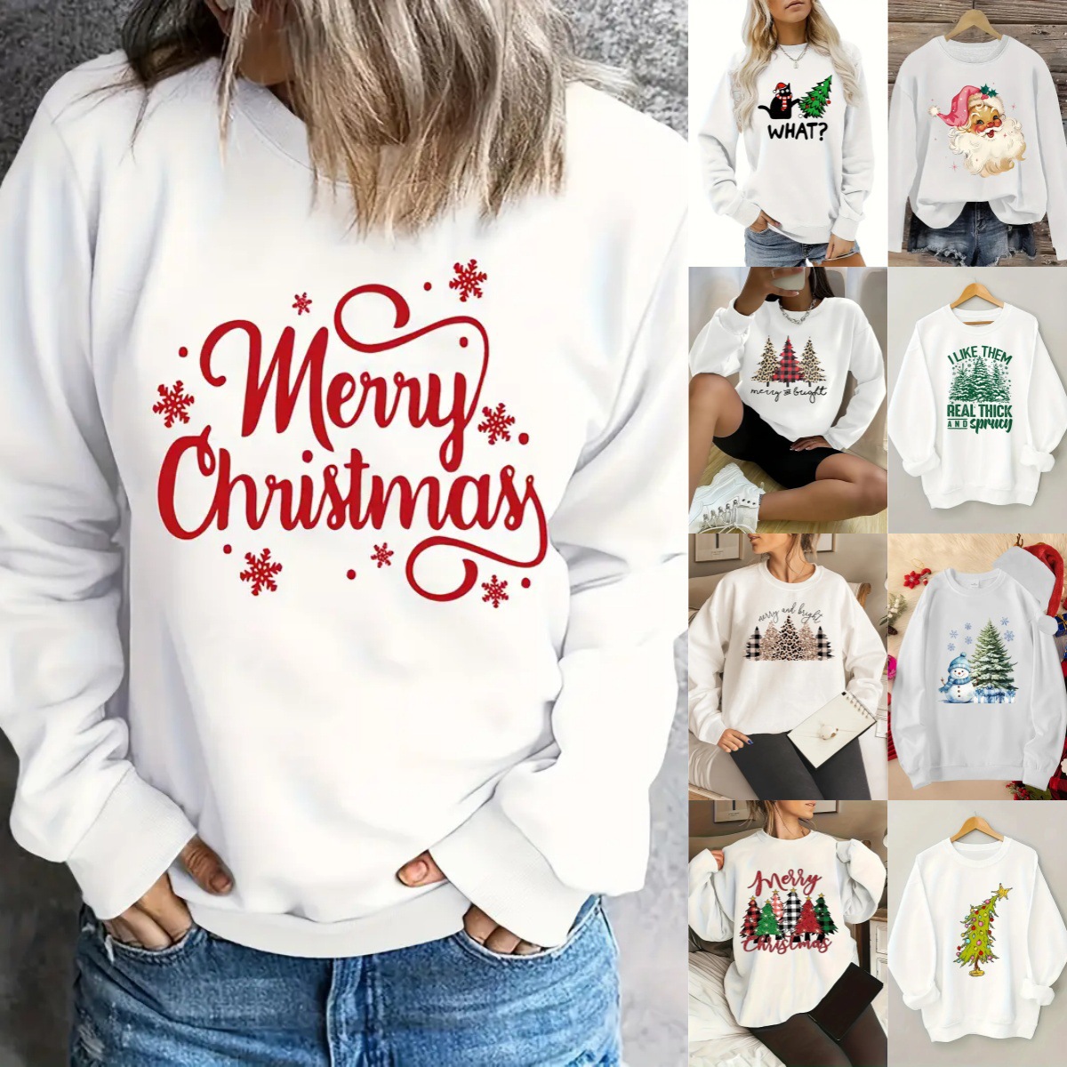 Free Shipping Cross-border Solid Color Blank Plain Round Neck Sweatshirt One Piece Custom Image Round Neck Sweatshirt AliExpress Amazon Independent Station TEMU