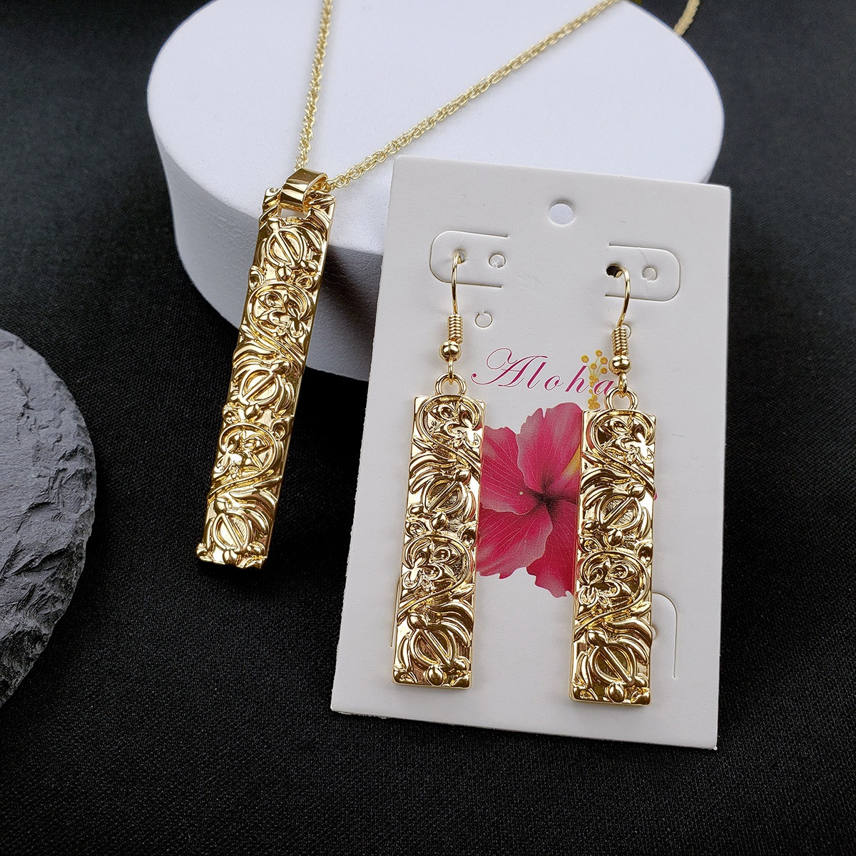 European And American Simple Design Bamboo Bar Necklace Earrings Jewelry